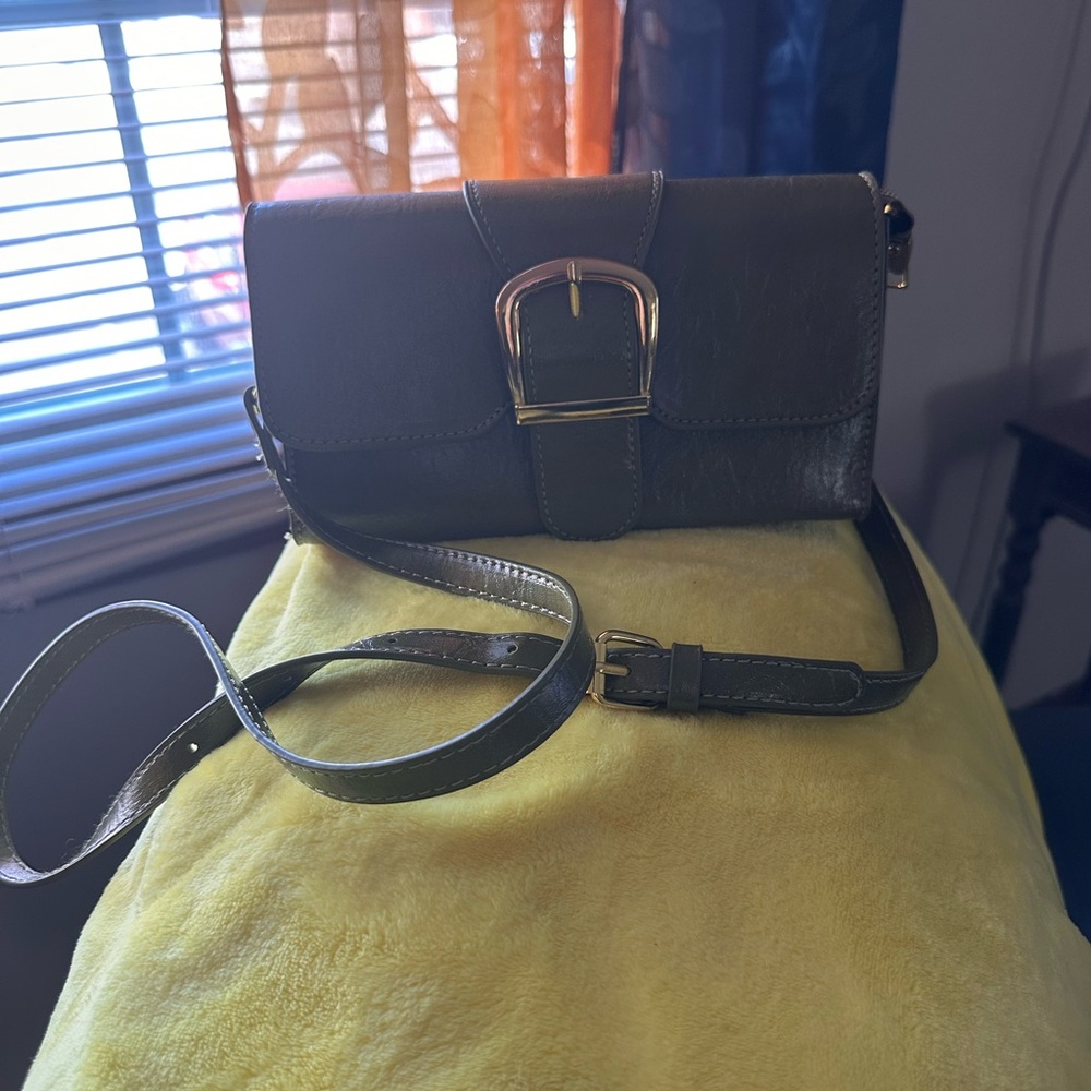 Elegant Army Green Vegan Leather Crossbody - Picture 9 of 16